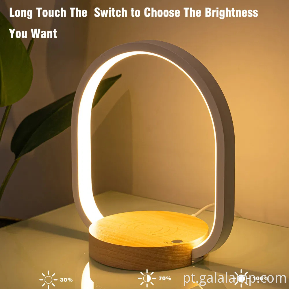 Lâmpada de cabeceira de cabeceira moderna com estação de carregamento sem fio